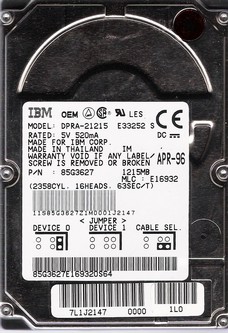 IBM DPRA-21215 1.2GB 2.5" IDE